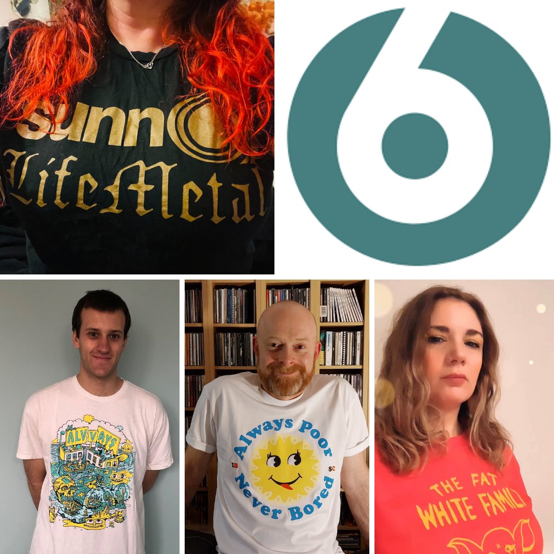 KeyProduction's tweet photo. Today is @BBC6Music's #TShirtDay! To celebrate, here are some of our team wearing their favourite band t-shirts including @idlesband, @alvvaysband, @FatWhiteFamily, and SUNN O)))
.
.
.
#6Music #BBCRadio6Music #SunnO #Idles #Alvvays #FatWhiteFamily #BandTShirts #KeyProduction https://t.co/NzTB9SLpYV