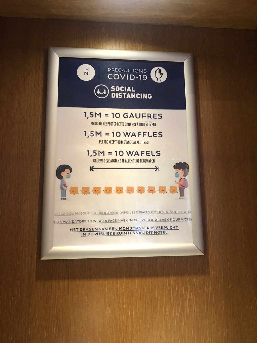 KateColleary's tweet photo. #brussels #dpc21 checking out of hotel and noticed this covid notice..Perfect! What a fantastic week. We are all exhausted but very very happy & looking forward to seeing family again. https://t.co/1OyUZaAJog