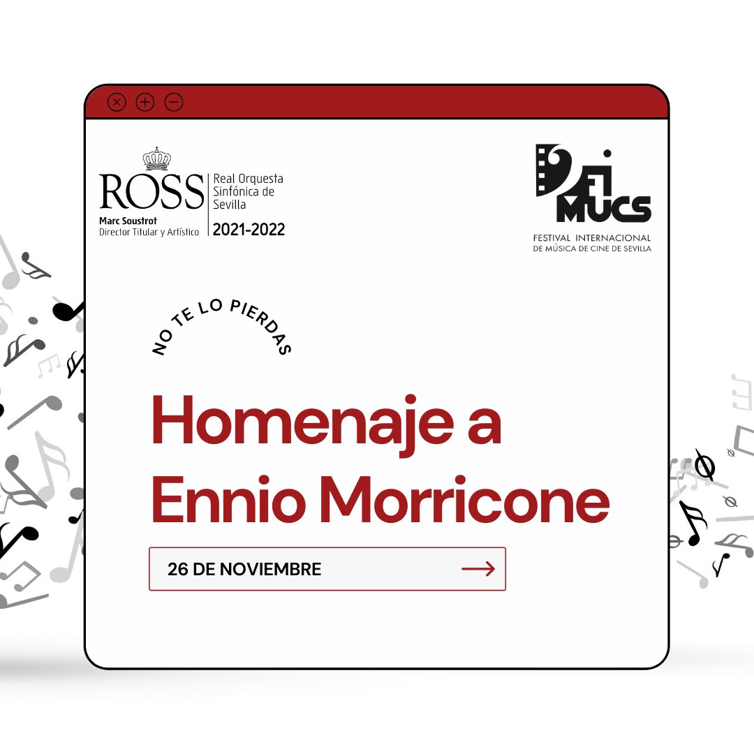 fimucs's tweet photo. 🎬Hoy es el turno de hablar del gran Ennio Morricone.
🎥 El viernes 25 de noviembre en el #FIMUCS, podremos disfrutar de la música de este compositor conocido por haber compuesto la banda sonora de más de quinientas películas y series de televisión junto https://t.co/cfakbwwIWq