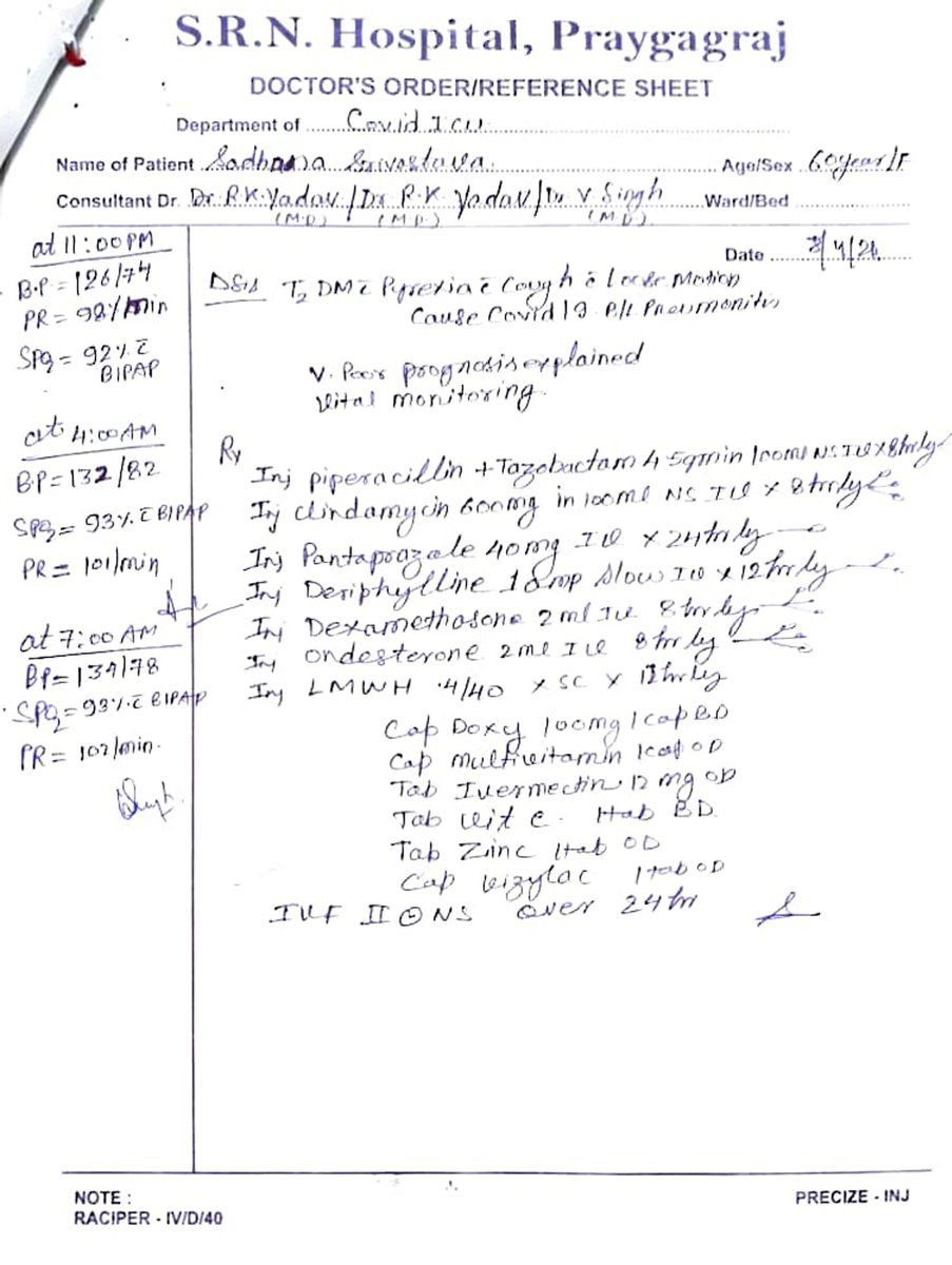raviag29's tweet photo. @myogiadityanath Treatment details(8/04to 14/04) ofwife sent in reply toJansunwaiComp. no.60000210105693&amp; 60000210147909on whatsapp by Dr.Saxena,SITof SRN hospitalAlld revealed recording daily of very poor prognosis but why not informed to me. Awaiting action https://t.co/yAmSRqBKss