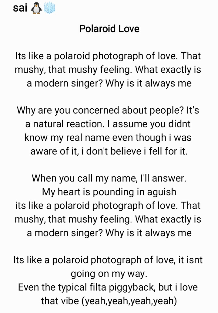Lyrics polaroid love