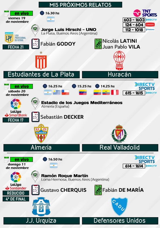 leandrozapponi's tweet photo. Se vienen unos intensos días llenos de #futblol 
Por @TNTSportsAR la #fecha21 y la #fecha22 de la @LigaAFA 
Por @DIRECTVSports, la #PrimeraB , #LigaSmartBank y #LigaSantander
Los esperamos!
🐸☝️⚽😉 https://t.co/fnGMV2bvxY