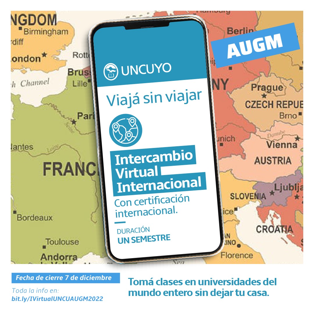 FcpysUNCuyo's tweet photo. ✔️Llamado a intercambios virtuales AUGM: 1er semestre 2022.
✔️La Asociación de Universidades Grupo Montevideo (AUGM) abre el llamado para realizar intercambios virtuales de grado y pregrado semestrales con universidades miembro. 
✔️Fecha límite de postulación: 7 de diciembre. https://t.co/KNhqQYo8XE