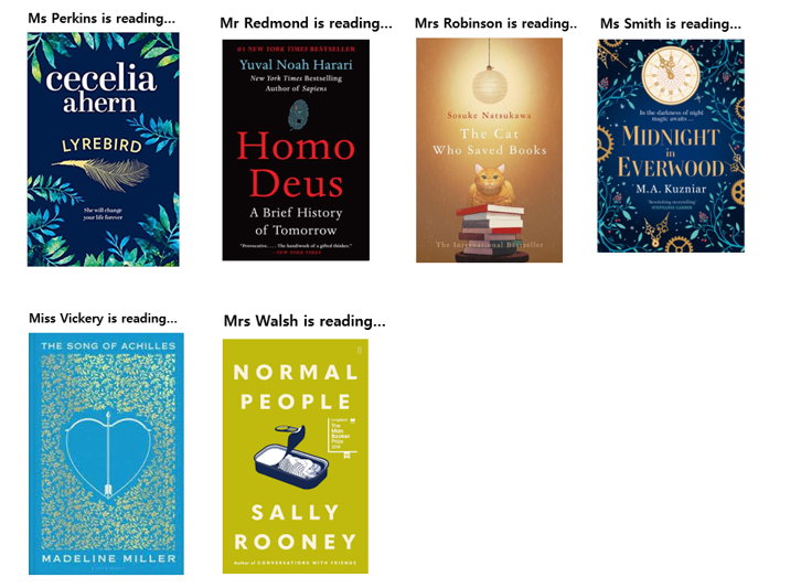 HEnglishdept's tweet photo. Happy #FictionFriday! Our staff have been busy #reading this week! Have you found a new #book to read? Let us know! #readingforpleasure 📚📚 https://t.co/yBj66ZfOoO