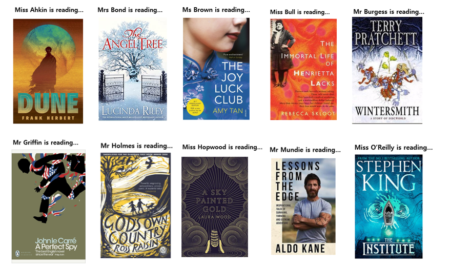 HEnglishdept's tweet photo. Happy #FictionFriday! Our staff have been busy #reading this week! Have you found a new #book to read? Let us know! #readingforpleasure 📚📚 https://t.co/yBj66ZfOoO