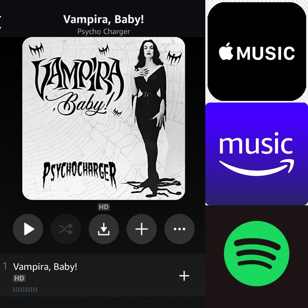 “Vampira, Baby!” by <a href="/psychocharger/">psychocharger</a> officially arrives today, now available on all streaming sites, and is also available for download from <a href="/bandcamp/">bandcamp</a> and directly from the link in profile! Thanks for the ongoing support! <a href="/DrewFromTV/">drewfromtv</a>