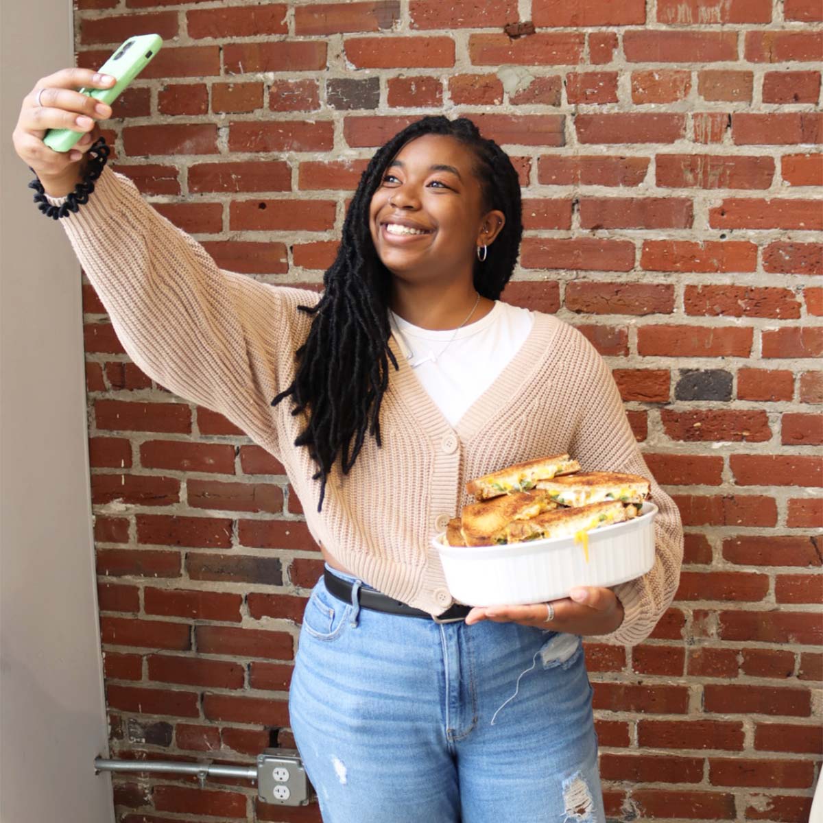 POV: You're our social media guru and you can finally post about the Green Bean Casserole Grilled Cheese.