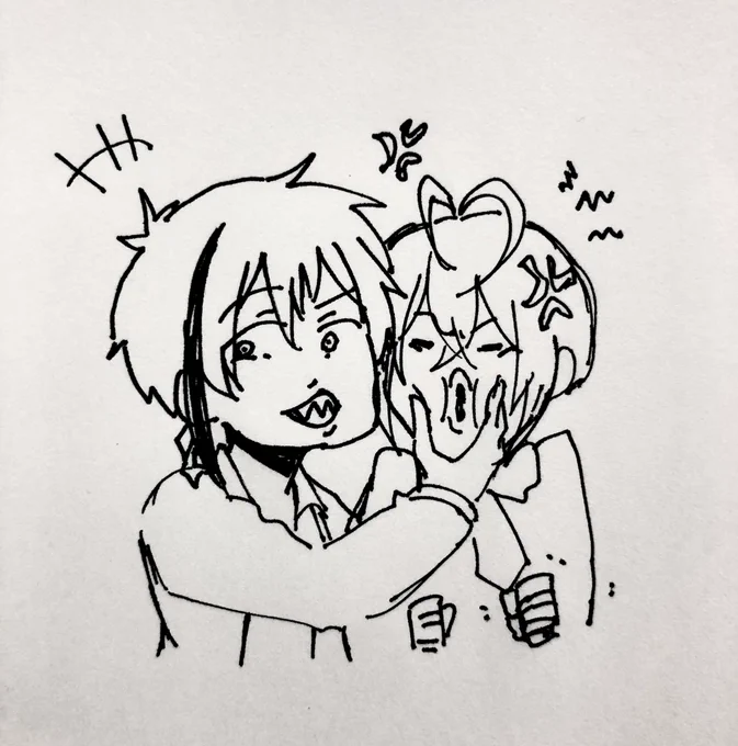 お二人の顔ぎゅっうっの写真が可愛かったから落書きしちゃった☺️✨素敵なコスありがとうございます!お疲れ様です! https://t.co/KULvIWZdA3 