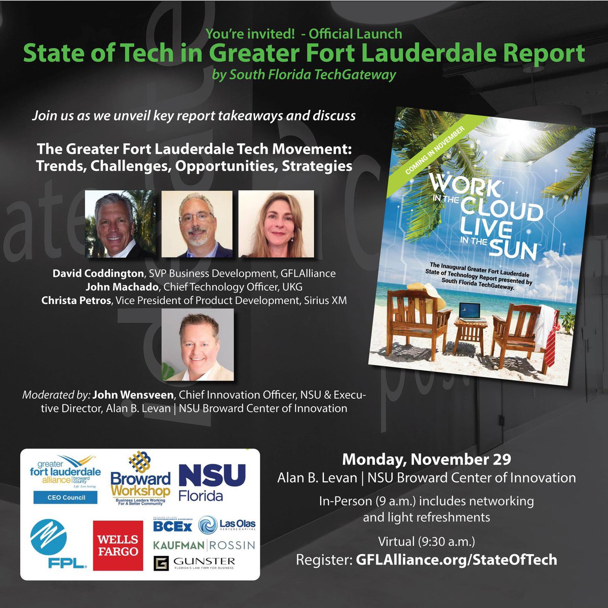 TechGateway (@techgateway) on Twitter photo After ๐ฆ, letโs talk #Tech! Join us for the launch ๐ of the State of Tech in Greater Fort Lauderdale Report at <a href="/SFLinnovation/">Alan B. Levan | NSU Broward Center of Innovation</a> After ๐ฆ, letโs talk #Tech! Join us for the launch ๐ of the State of Tech in Greater Fort Lauderdale Report at <a href="/SFLinnovation/">Alan B. Levan | NSU Broward Center of Innovation</a>
