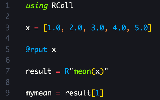 mhsatman's tweet photo. Julia kullanırken sevdiğiniz R paket ve fonksiyonlarından vazgeçmek zorunda değilsiniz.
#JuliaLang
#rstats
#RCall https://t.co/x3G7QqYIRo