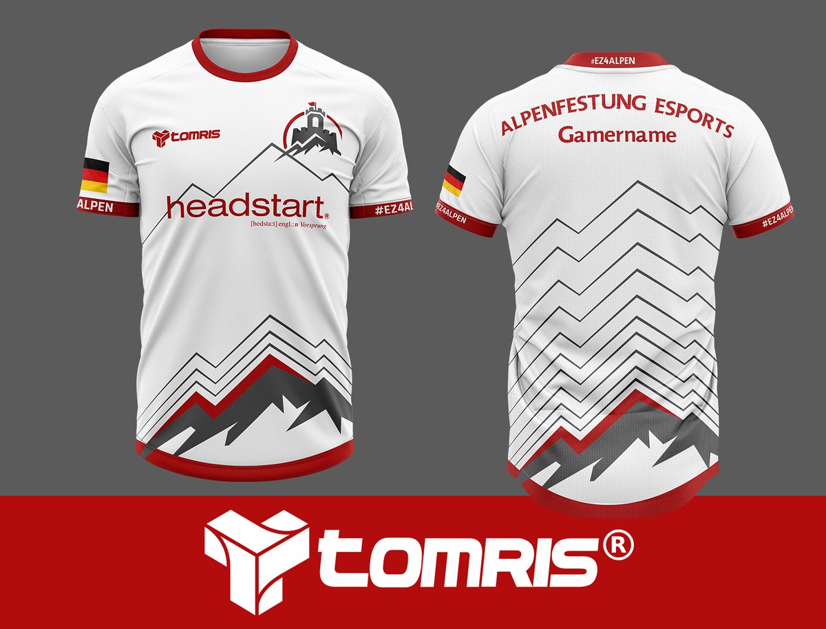 🔥NEW JERSEY-NEW MERCHANDISE🔥 Tomorrow our #R6S #playstation main team is representing the alps on the @ebattleGG Circus! Coming with that... 🏔️🏰 Proudly we want to introduce you to our new jersey*! Big thanks to #Tomris❗️ *Mainplayers will already wear it 😎 #EZ4ALPEN #hype