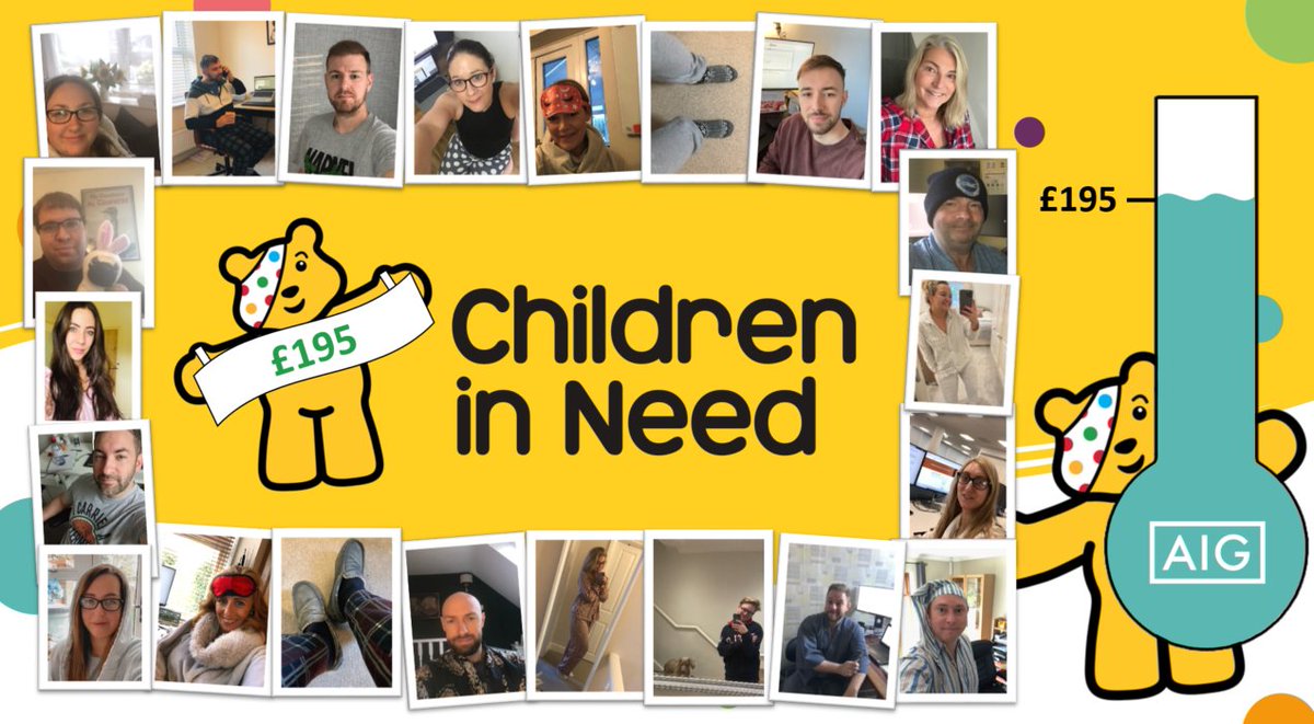 The @AIGLifeUK Sales Team has enjoyed supporting #ChildreninNeed today! By wearing pyjamas to work - remotely or in the office - we have raised an amazing £195! This will help towards changing the lives of young people across the UK
#lifeatAIG