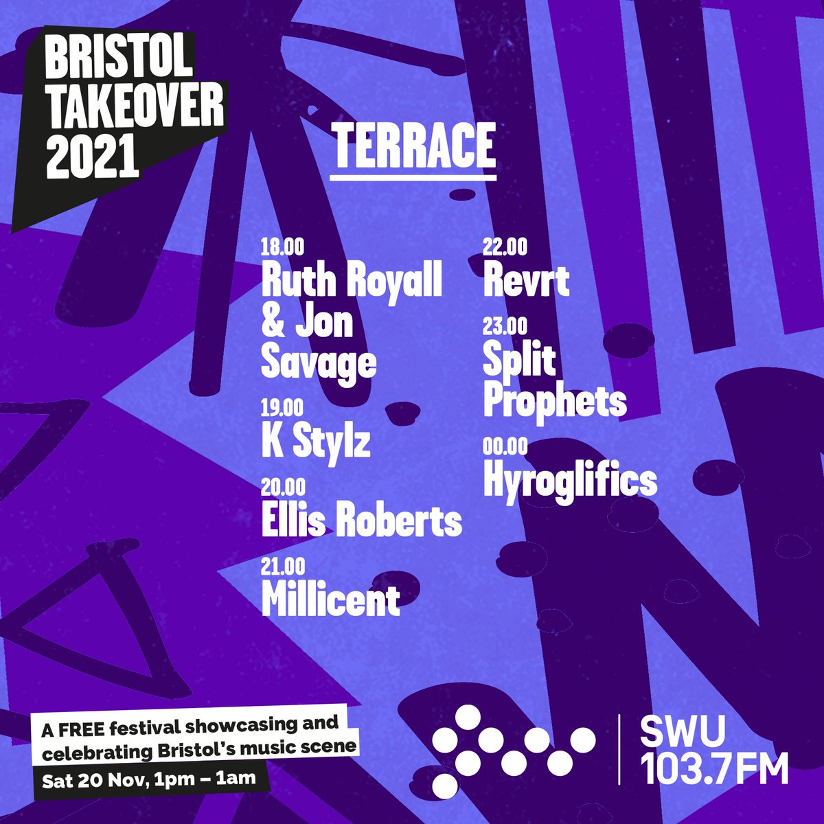 Bristol Takeover is back TOMORROW! Here are approx set times for all 3 stages - set your alarm for your faves & plan when to discover something new! Don't forget all stages also live streamed on Vimeo. Full details & watch links 👉 buff.ly/325WsG7