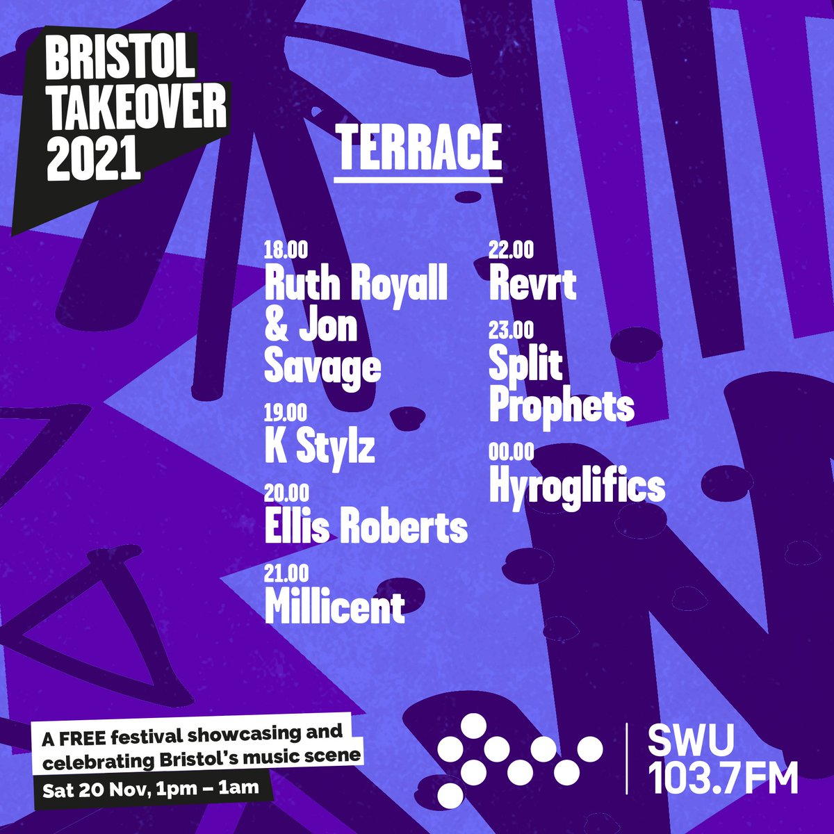 Bristol Takeover is back TOMORROW! Here are approx set times for all 3 stages - set your alarm for your faves &amp; plan when to discover something new! Don't forget all stages also live streamed on Vimeo. Full details &amp; watch links 👉 buff.ly/325WsG7
