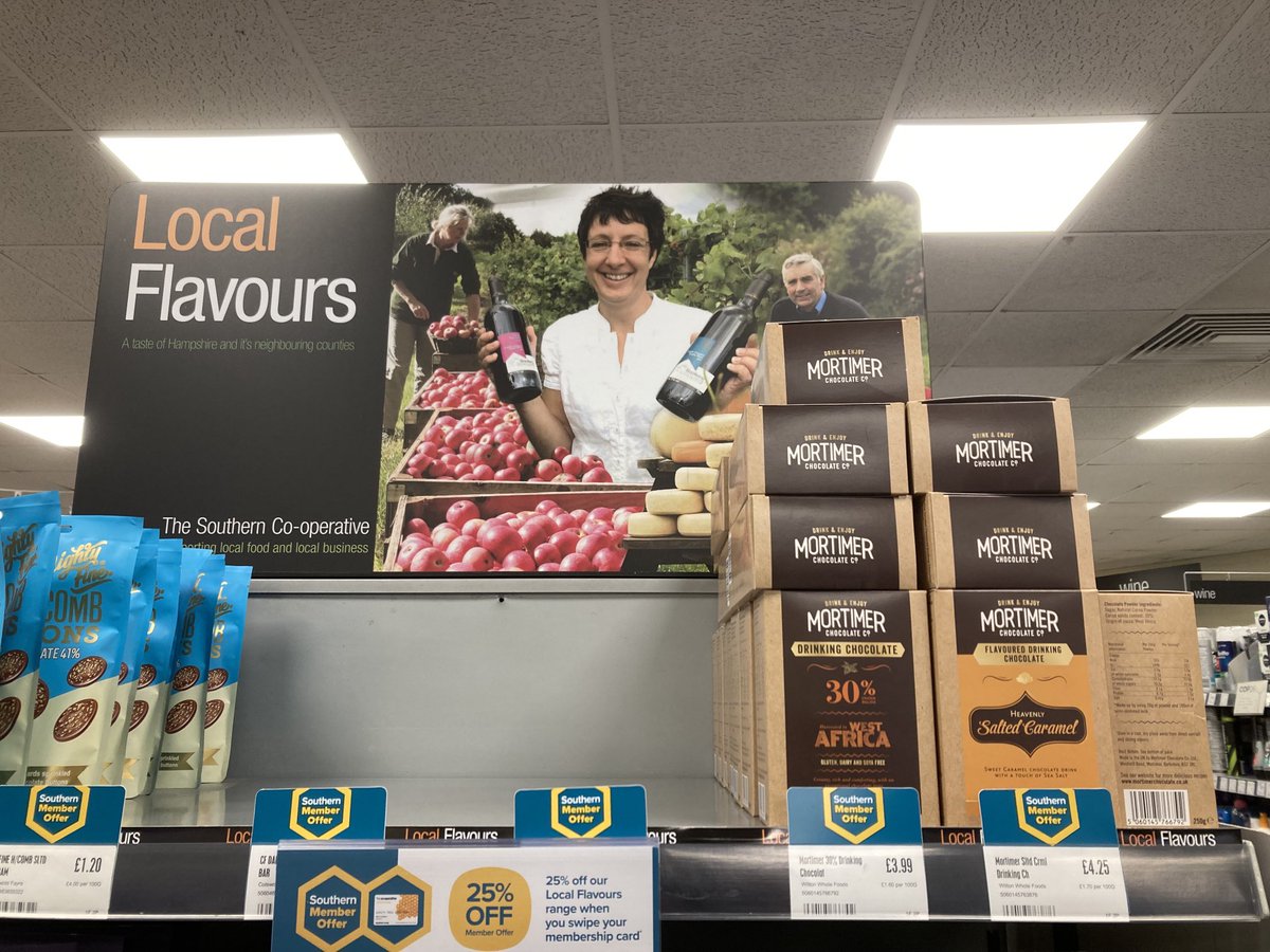 MortimerChoc's tweet photo. This cold weather calls for a #hotcholate available @TheSouthernCoop who support many @HampshireFare producers on their #localflavours aisle. 👏👏 https://t.co/BgBx4Rycte