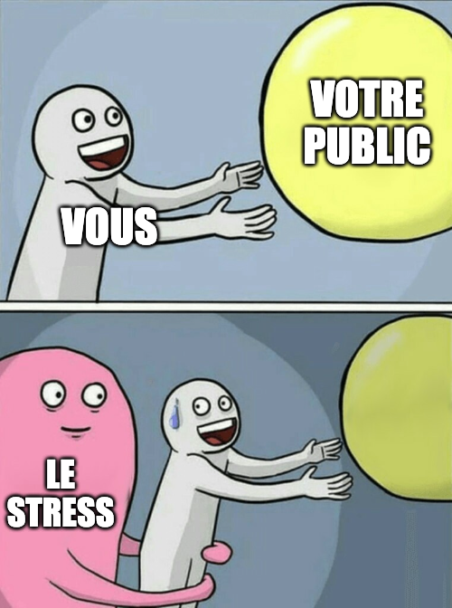 Il est tout à fait normal d’être stressé ! C’est lié à notre cerveau qui n’est pas du tout programmé pour prendre la parole devant des gens assis qui vous écoutent en silence 🧠