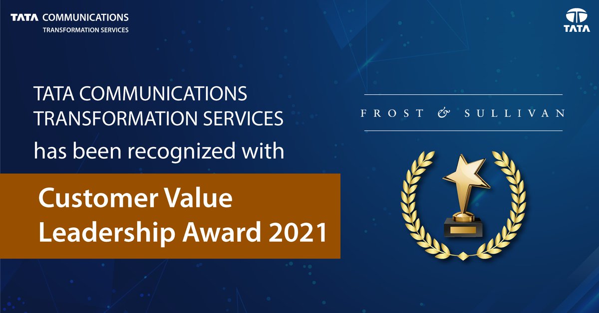 <a href="/Frost_Sullivan/">Frost & Sullivan</a> recognizes Tata Communications Transformation Services (#TCTS) with the 2021 Customer Value Leadership Award for its innovative digital business transformation solutions. Follow the link to know more. prn.to/3oN4POw