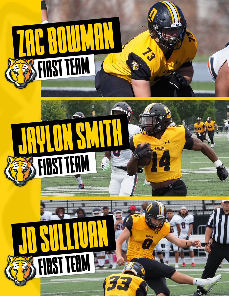 DePauwTigersFB's tweet photo. Congrats to our All-NCAC selections!

#TeamDePauw | #TigerPride https://t.co/Y3XBeVRoDR