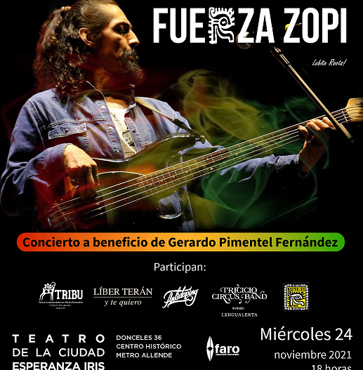 InterescenaMX's tweet photo. #FuerzaZopi es tiempo de ponerse pilas! Próx. miércoles 24 nov. #Tribu #lengualerta @losrastrillos @liberteran @antidopingmx @Triciclocircus llegan al #Teatro de la Ciudad Esperanza Iris para reunir fondos p/el tratamiento médico de Gerardo Pimentel “Zopi”, bajista de Rastrillos https://t.co/ySUV9YUwQJ