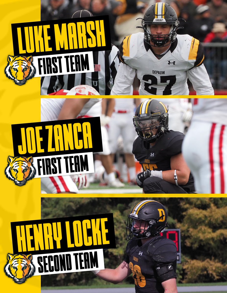 DePauwTigersFB's tweet photo. Congrats to our All-NCAC selections!

#TeamDePauw | #TigerPride https://t.co/LDcLv6FWRp