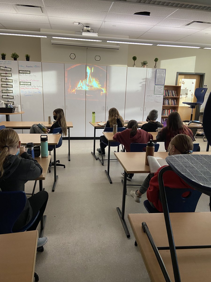 MrsKulchar's tweet photo. My favourite November/December tradition. Fireside Fridays featuring hot chocolate and good books https://t.co/LcHM1WFFaA