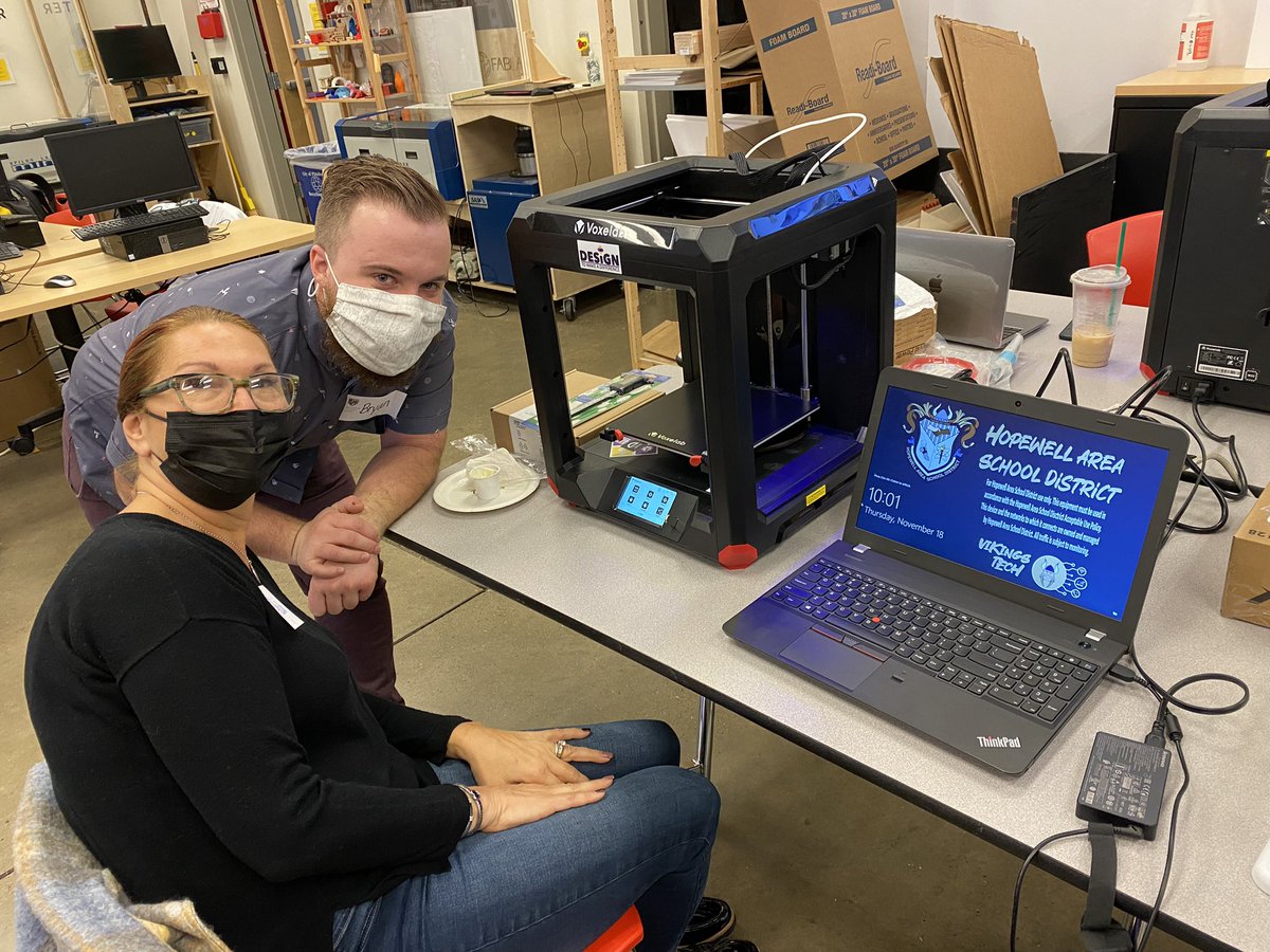 Thank you to @D2MD for an amazing day of professional development learning about CAD and 3D printers. The <a href="/HMJHS_Vikings/">Hopewell Junior High</a> can’t thank you enough for the 2 new 3D printers received. We can’t wait to get started! #voxelab #D2MD #3Dprinting #voxelmaker #TinkerCAD