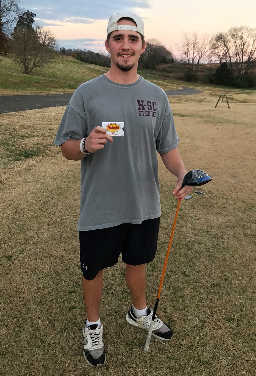 HampdenClub's tweet photo. Zack McGee is the 2021 H-SC student Long Drive Champion. Zack's 316 yard blast not only sets a new long-drive record for our intramural sports competition but may have been visible from the International Space Station. H-SC Alum Tom Goggins held the previous record of 292 yards. https://t.co/6pLpGTBHDU