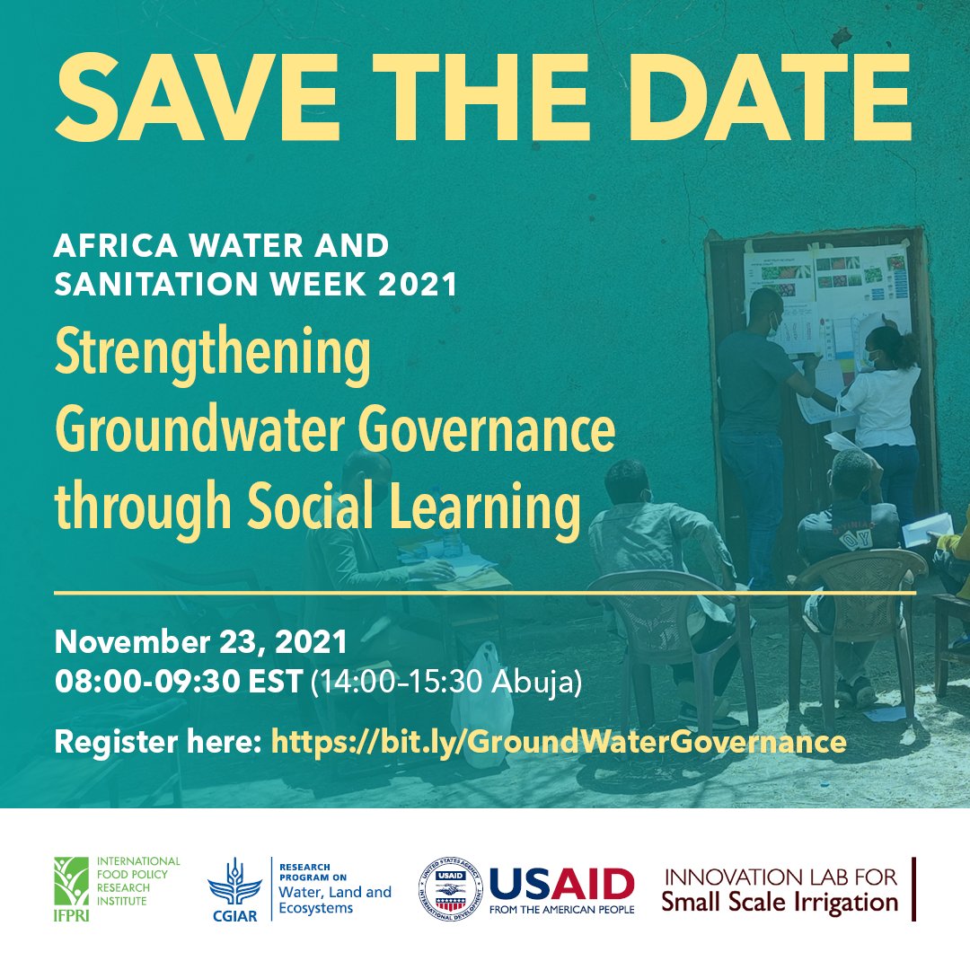 IFPRI's tweet photo. Join @IFPRI's @ClaudiaRingler at this #AWWeek session on Nov 23, "Strengthening #Groundwater Governance Through Social Learning." 💧 💬
Register here: https://t.co/2n4KMQyZFB
Check out other sessions: https://t.co/KMAHxfJrTX
#AfricaWaterWeek #AfricaSan @WLE_CGIAR @USAID https://t.co/whIIeA1Q4v