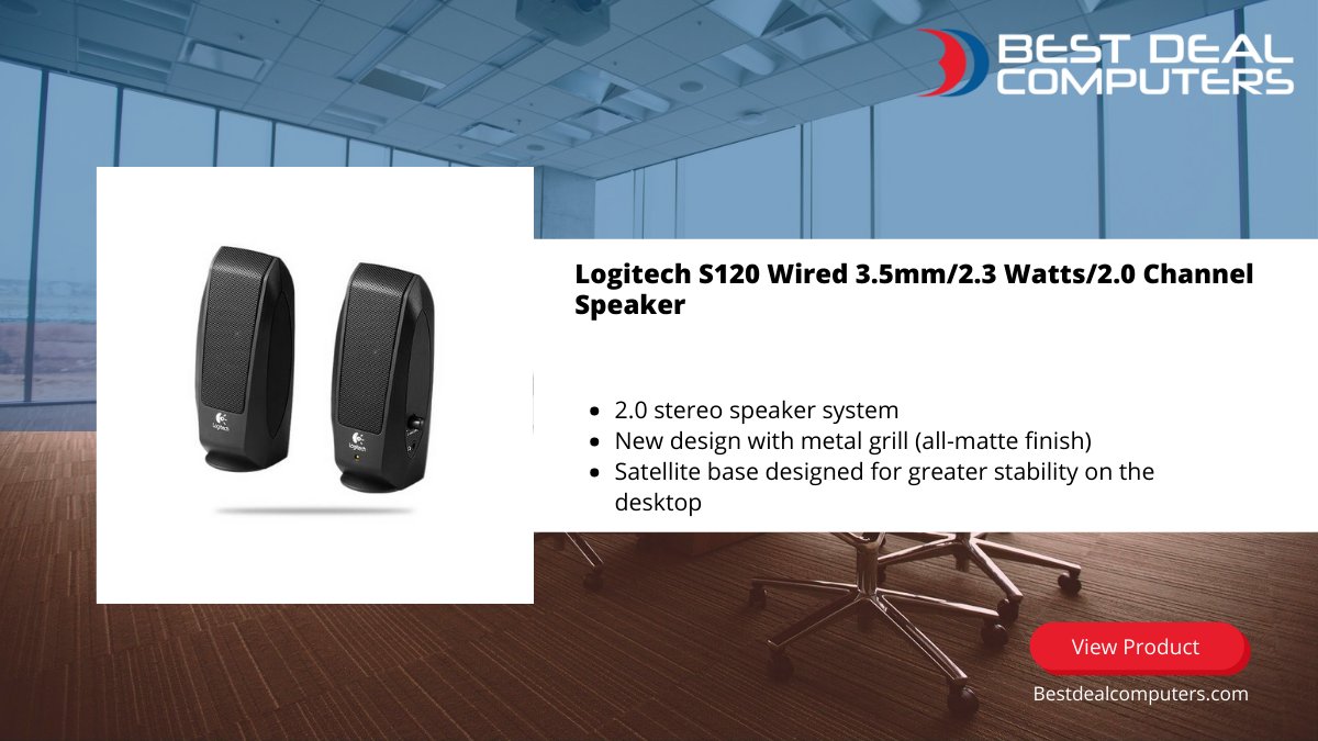 Logitech S120 Wired 3.5mm/2.3 Watts/2.0 Channel Speaker
2.0 stereo speaker system
New design with metal grill (all-matte finish)
bit.ly/3wNTtNO

#bdc #pc #cpu #speaker #logitech #sale #offer #computer