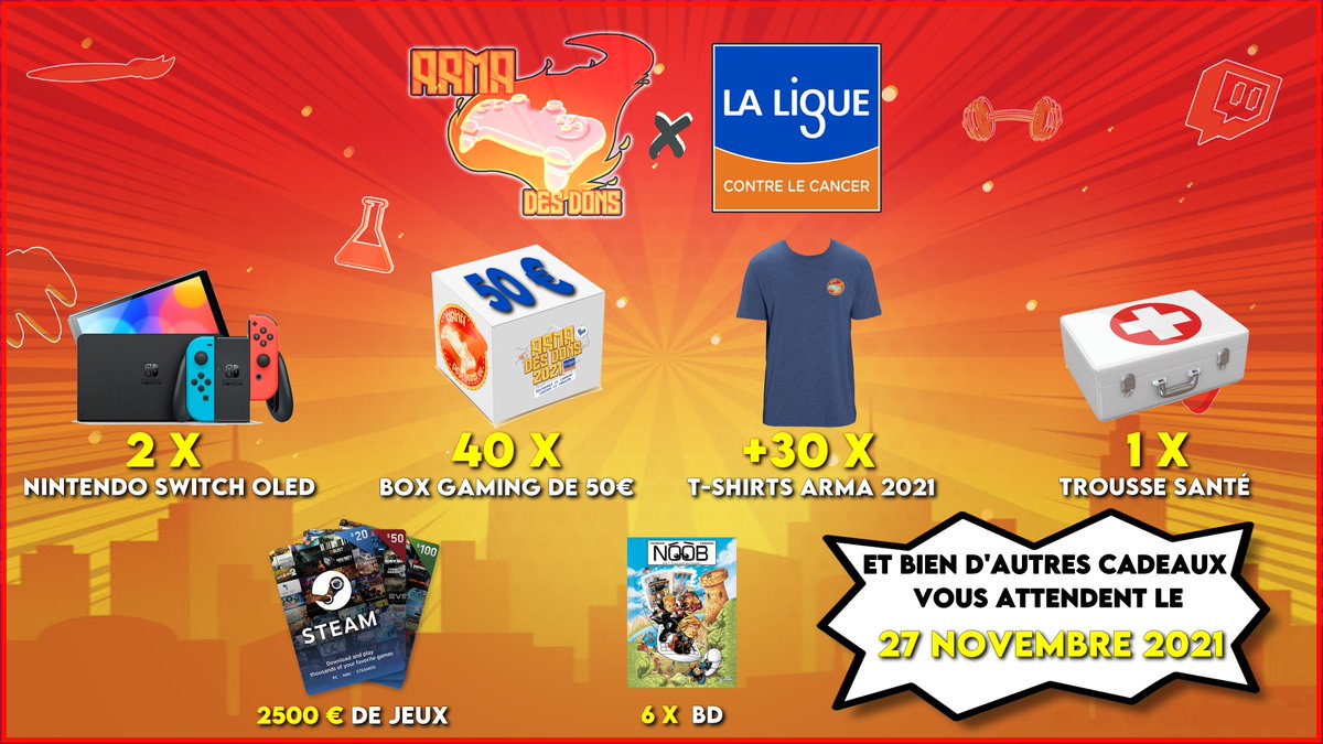 ArmaDesDons's tweet image. 📢DES CADEAUX PAR CENTAINES !!!📢

D'ici une semaine, l'Arma des Dons 2021 vous offrira un divertissement sans précédent avec près de 60 participants et une pluie de cadeaux tous aussi fous les uns que les autres ! 🎉

Serez-vous au rendez-vous ? 📅

#armadesdons