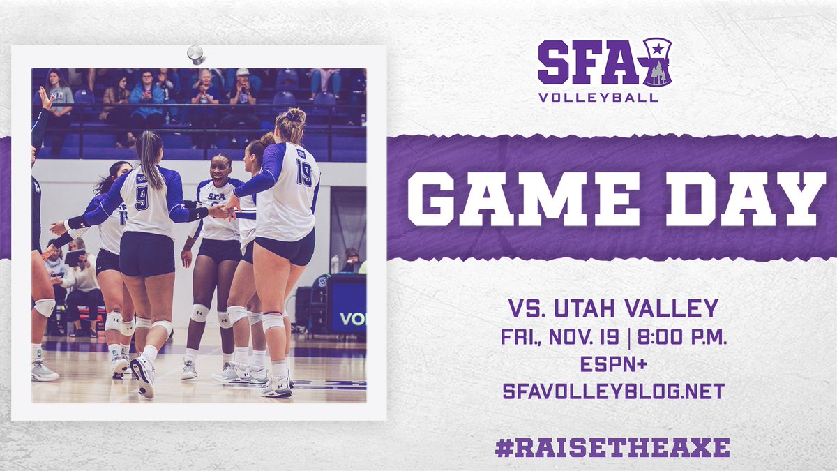 SFA_Volleyball's tweet photo. Onto the Semis! 🔜

No. 6 SFA 🆚 No. 7 Utah Valley

📍Pan American Center
⌚8:00 p.m.
💻📱https://t.co/79VhGFAEfq
📻 https://t.co/doTfAKfzZd
📈 https://t.co/OFi5M7YT8A

#AxeEm
#RaiseTheAxe https://t.co/dRlWsBozDX