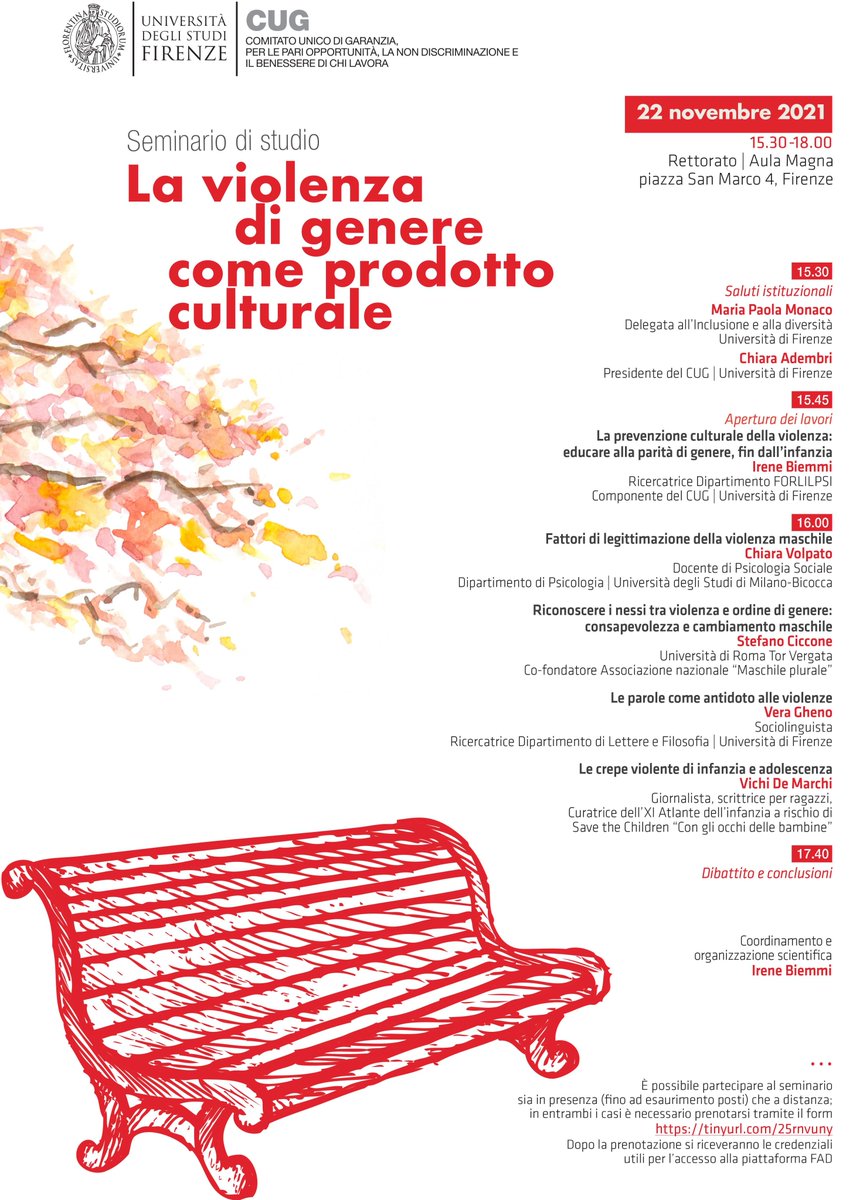 UNI_FIRENZE's tweet photo. La violenza di genere come prodotto culturale. Se ne parla nel seminario ideato dal #CUG #Unifi lunedì 22 novembre, per la Giornata internazionale per l'eliminazione della violenza contro le donne. Fra gli interventi quelli di Irene Biemmi e @vera_gheno 
https://t.co/jtAQj1xgtZ https://t.co/rKm2lFnso1