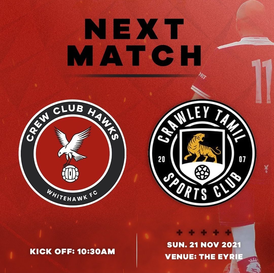 Next up is <a href="/CrawleyTSC/">CTSC</a>. Tamil will be looking to avenge a 4-1 loss in last seasons final game. Hawks are looking to build upon the recent run of 4 games unbeaten. #COYH