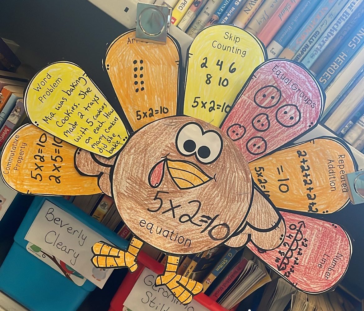 Miss_Kirch's tweet photo. Found this fun turkey activity to practice multiplication, the students are having fun creating their own!  #teachertwitter#SES https://t.co/XXVHnJKJ7H