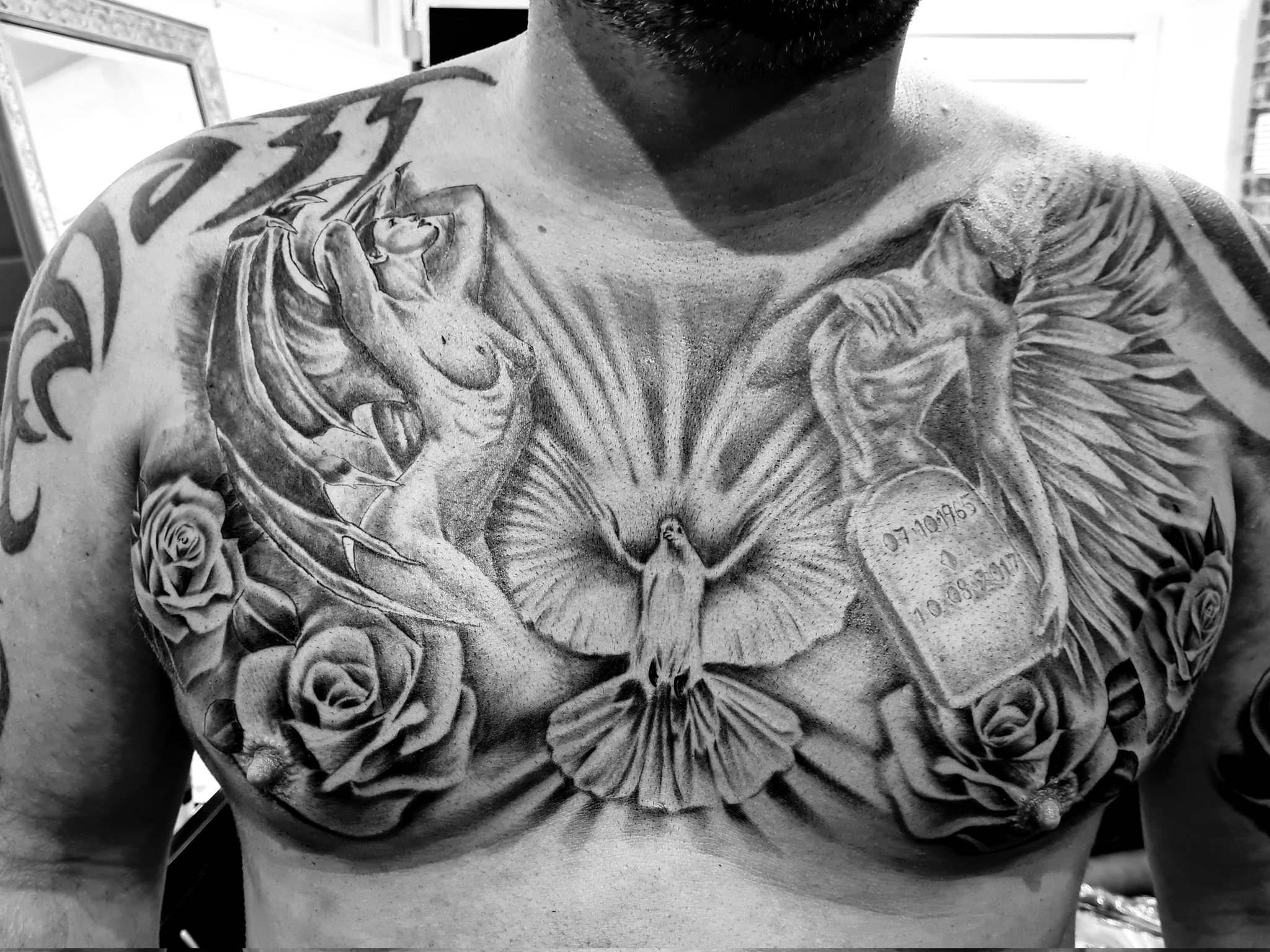 CUSTOM HEAVEN CHEST PLATE TATTOO  YouTube