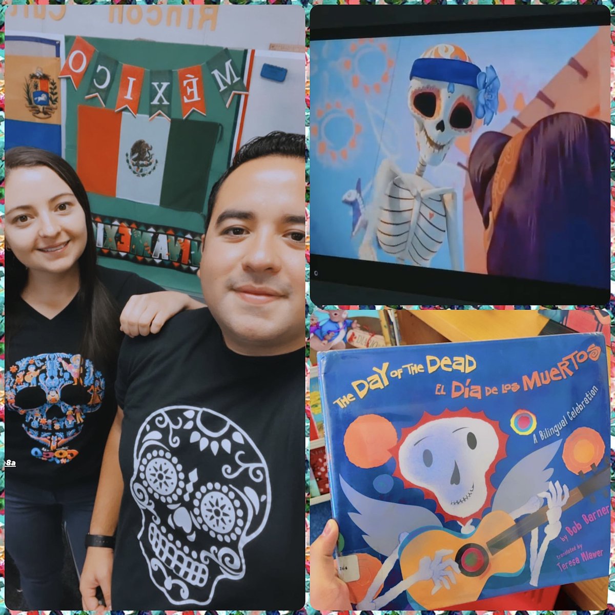 Proud of my country and my culture 🇲🇽 two weeks ago sharing about the “Día de los muertos” celebration 💀💐. We used videos -tshirts - books &amp; music 🎶 #unitingourworld #IEW2021 <a href="/ParticipateLrng/">Participate Learning</a> 🌎 🌟