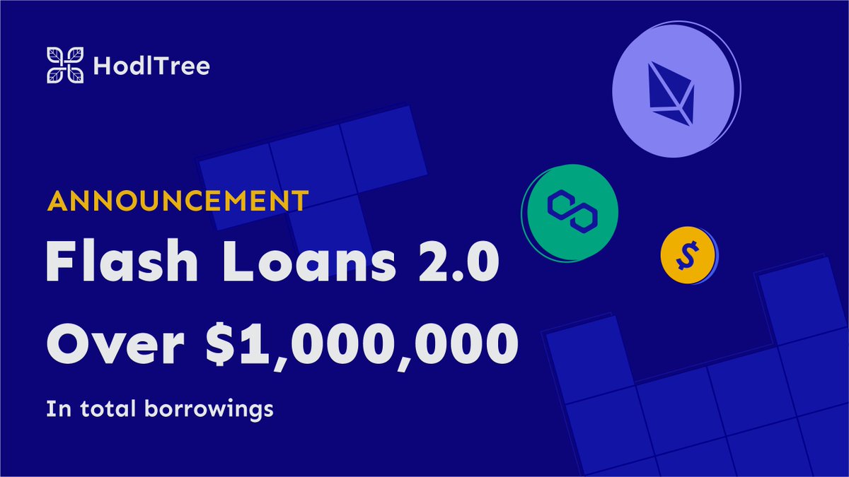 Flash Loans 2.0 cumulative volume on both #Ethereum and #0xPolygon has surpassed $1M for the first time! The dApp on #Ethereum dominates in usage so far - over $940k has been borrowed on this network via the #HodlTree dApp. Cin cin! 🥂