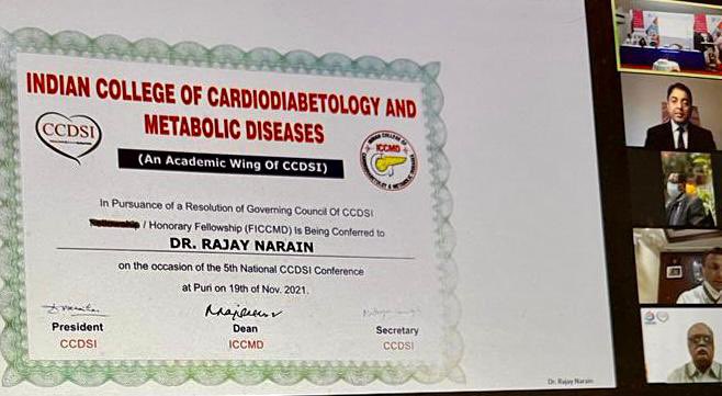 Humbled to receive Hon. Fellowship of the Indian College of CardioDiabetology & Metabolic Diseases at the Annual CCDSI Meet. 
#Cardiotwitter #MedTwitter #GlobalHealth #AHA21 #CardioEd #CardioMetabolic #UKinIndia #BBC #NDTV