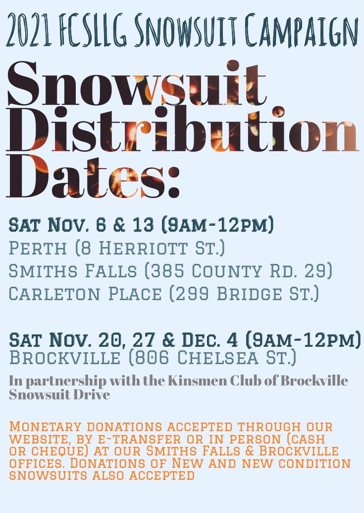 Reminder about snowsuits! Brockville is the place to be on November 20th!