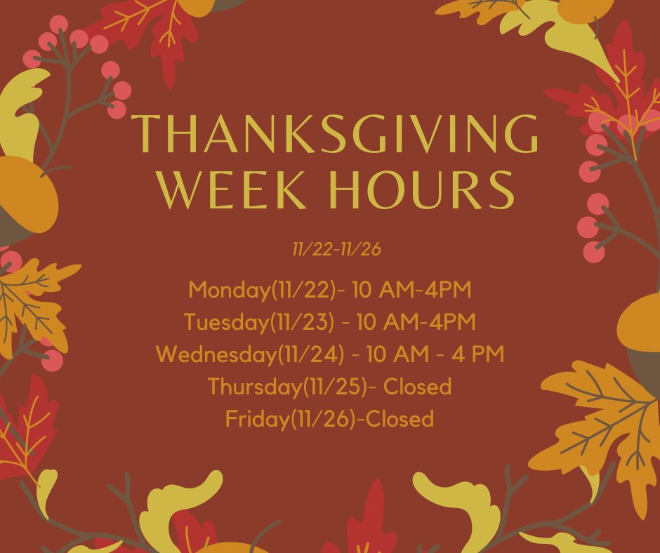 PearceMuseum's tweet photo. Here are our #Thanksgiving hours for next week! https://t.co/AD5ai4rGDX