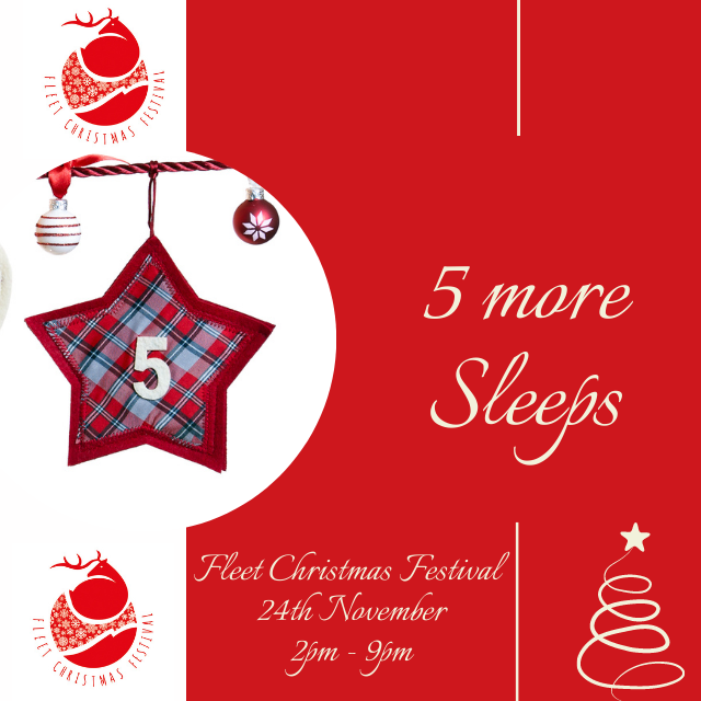 fleet_festival's tweet photo. Just 5 more sleeps until this year's Fleet Christmas Festival.
Check out our website for full details.
https://t.co/AezwKcvBys 
Fleet Christmas Festival
Wednesday 24th November - 2pm to 9pm. https://t.co/ou8BsC1ODB