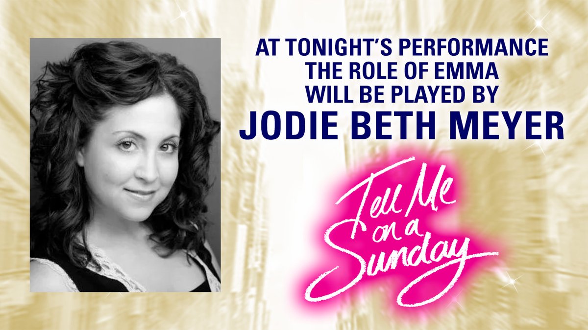 YvonneArnaud's tweet photo. Due to unforeseen circumstances, Jodie Prenger will be unable to perform in Tell Me on a Sunday this evening. The role of Emma will be played by @jodiebeth4, who has been part of both the 2016 and 2021 tours of the show. (1/3) https://t.co/tFuCOa4n9N
