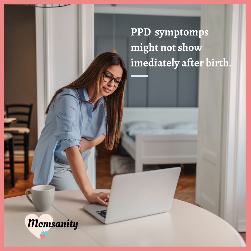MomsanityHealth's tweet photo. ⏳ Postpartum depression might not show up immediately after birth, in contrast with the Baby Blues. 

 #motherpsychology #birth #pregnant https://t.co/Bh9vsWzQw7