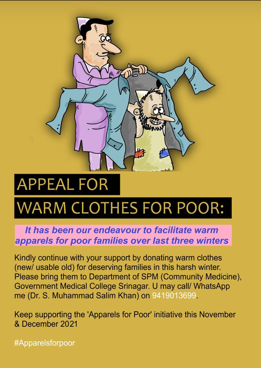 DrSalimKhan's tweet photo. APPEAL FOR WARM APPARELS FOR POOR FAMILIES: Over last 3-4 years, during winter seasons, with your generous support, we have been able to reach some poor/ deserving families with fresh/ reusable old warm clothes. 
Kindly continue supporting us to reach the underprivileged people. https://t.co/WeHRgKMUzi