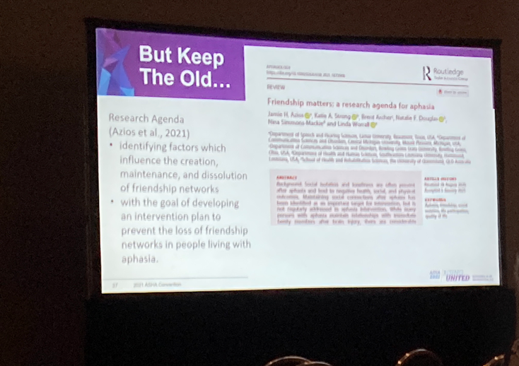 TomSatherSLP's tweet photo. @KatieStrongSLP @sarahliz511 @StrokeOnward @Deb_Meyerson @StrongStoryLab @ASHAWeb @katiestrong Friends matter. Social networks matter. @Deb_Meyerson has first person accounts. And there's growing research on friends and #aphasia, including this paper by @AziosSLP @KatieStrongSLP Brent Archer @Nat_Douglas Nina Simmons-Mackie and @aphasiologist1  https://t.co/jbiLmXUMle https://t.co/KFtZ4M97AP