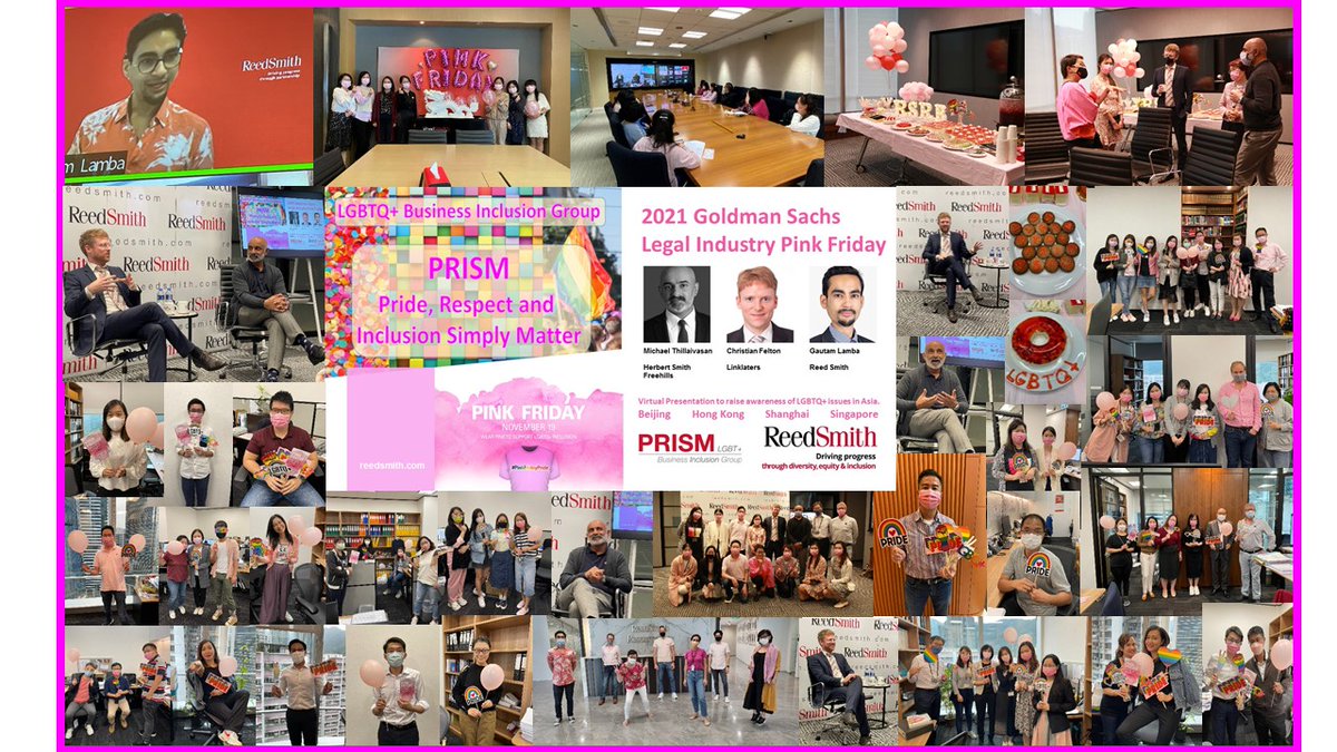 ReedSmithD_I's tweet photo. Our Asia offices are delighted to have participated today in Goldman Sachs' Legal Industry Pink Friday.
We were honored to have speakers share their experiences and views on raising awareness and building inclusive and welcoming workplaces in Asia.
#PinkFridayPride https://t.co/iAVeUEnTts
