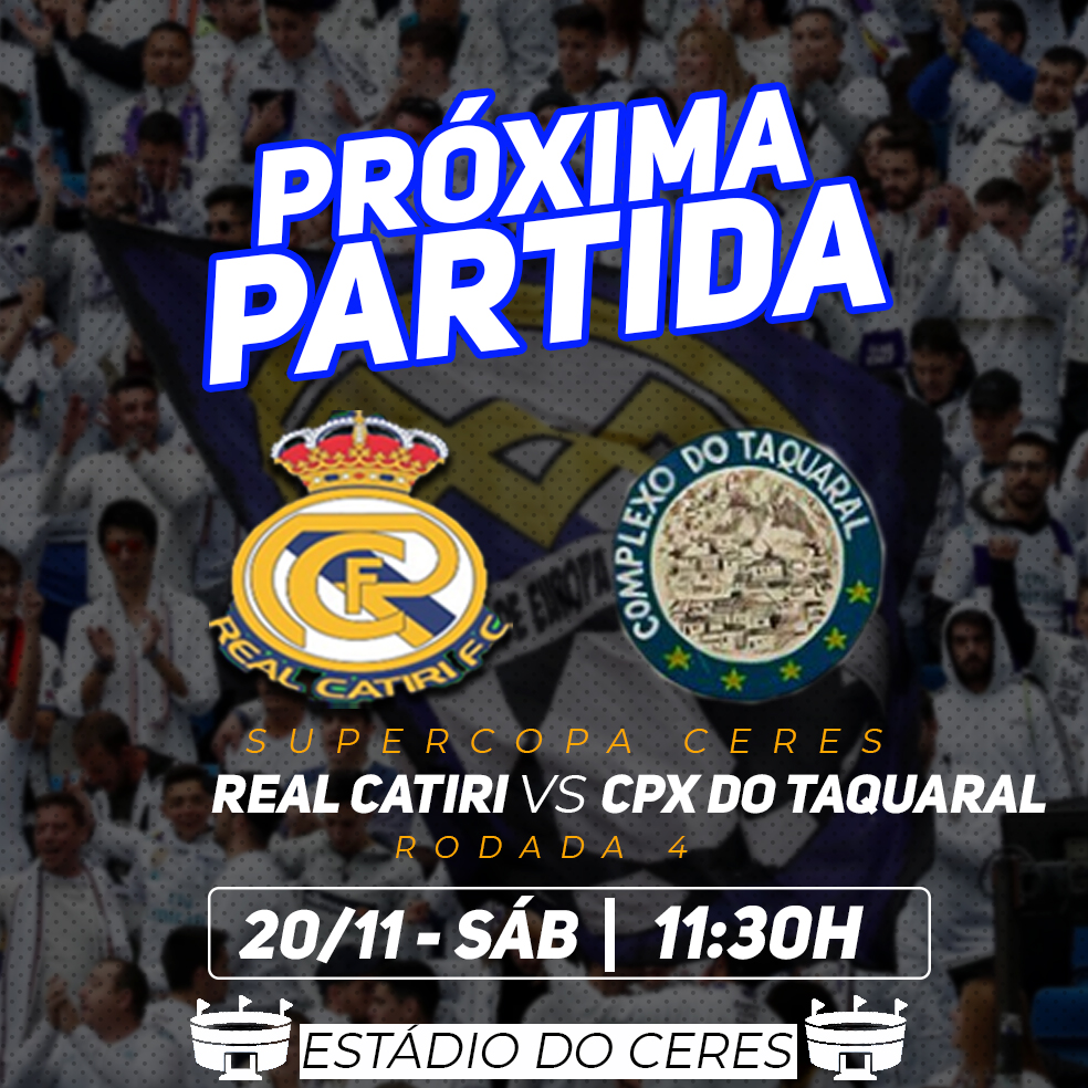 RealCatiri's tweet photo. AMANHÃ É DIA DE REAL CATIRI!!

Pela quarta rodada da Supercopa Ceres, enfrentaremos o Complexo do Taquaral, às 11:30h, no Ceres. Vamos juntos na busca de mais 3 pontos importantes na competição. PRA CIMA, REAL!! https://t.co/mm9DnXwZyZ