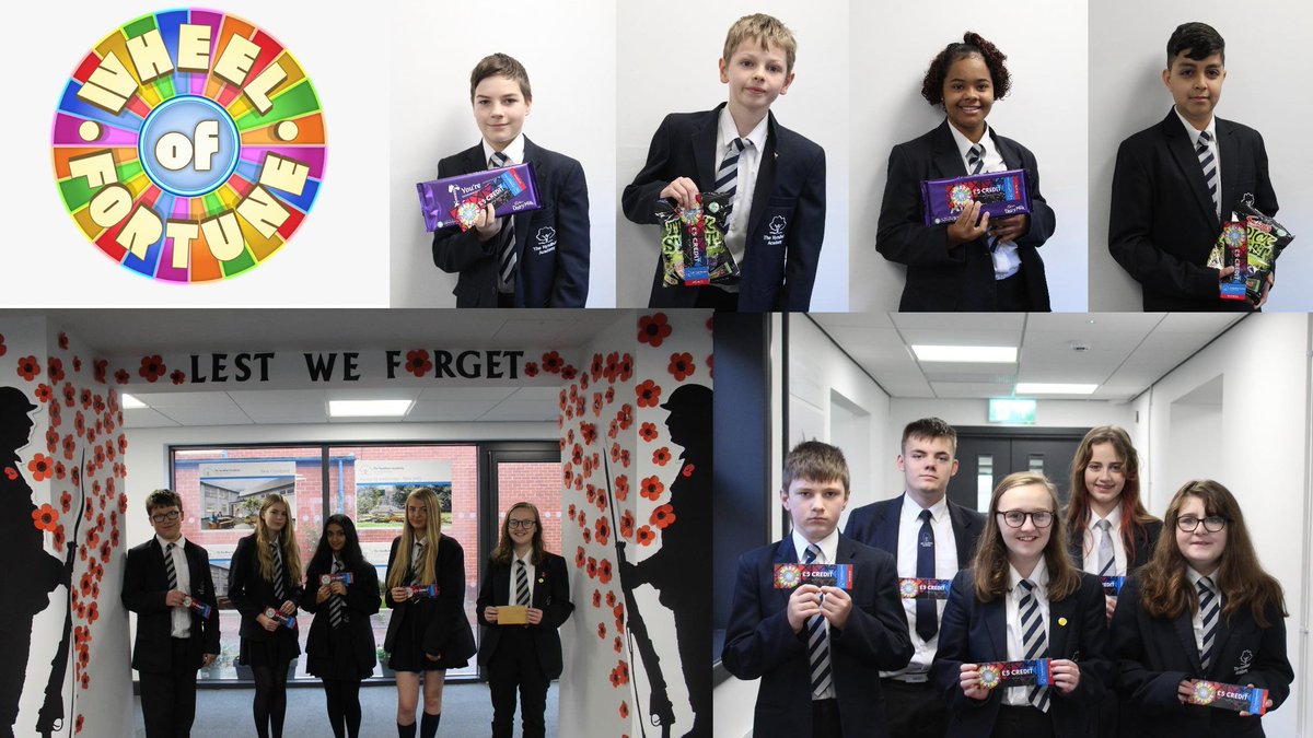 hyndburnacademy's tweet photo. Wheel of Fortune takes place every Friday during form time. Form tutors and students log in via teams to see the wheel spin!  Here are some of our recent winners. Prizes range from Amazon vouchers, £5 lunch vouchers and sweet treats. 
#educationwithcharacter #rewardingstudents https://t.co/F4FZqL2hoD