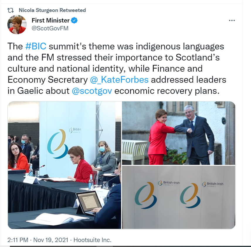 AgentP22's tweet photo. Kate Forbes in Wales, addressing a summit in Gaelic?

Who did she think would understand that apart from herself? https://t.co/hxd46Wx5os