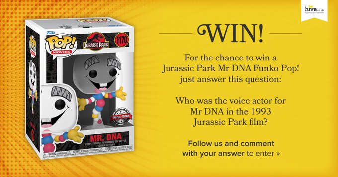 Image: https://pbs.twimg.com/media/FEkh3doWQA4REW0?format=jpg&name=small - WIN -For the chance to win a Jurassic Park Mr DNA Funko Pop just answer this questionWho was the voice actor for Mr DNA in the 1993 Jurassic Park filmFollow us and comment with your answer to enter
